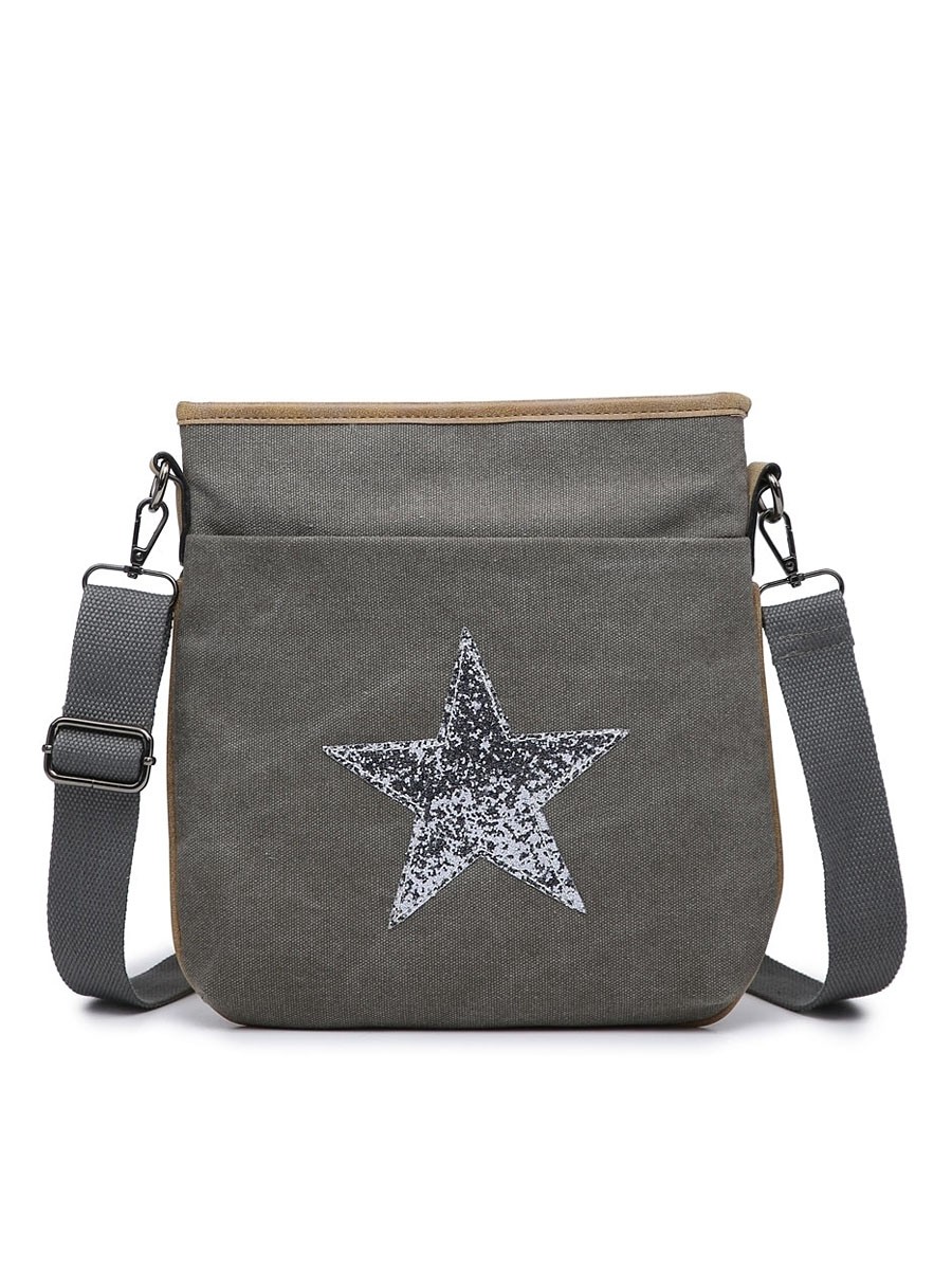 Canvas Glossy Star Cross Body Bag