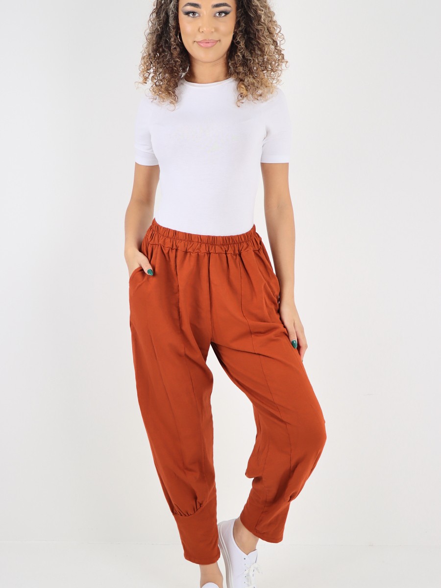 New Italian Lagenlook Quirky Layering Plain Silk Flap Waist| Puffball Style  Harem Trouser| One Size Regular| UK 8-16 (Apple Green) at Amazon Women's  Clothing store