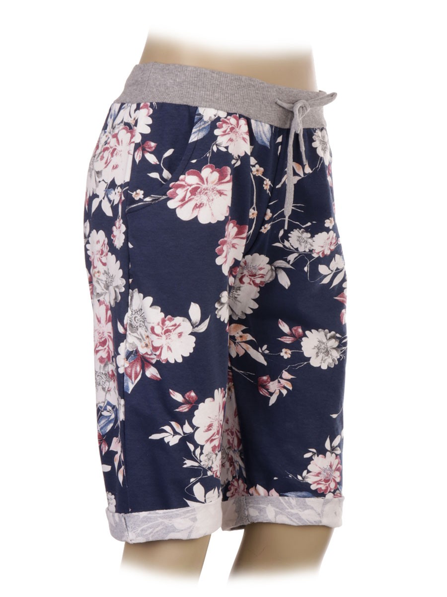Made In Italy Floral Print Cotton Shorts With Side Pockets