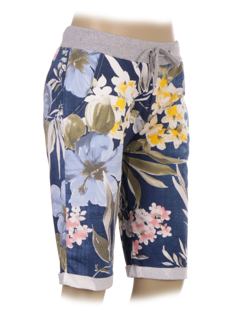 Made In Italy Tropical Print Cotton Shorts