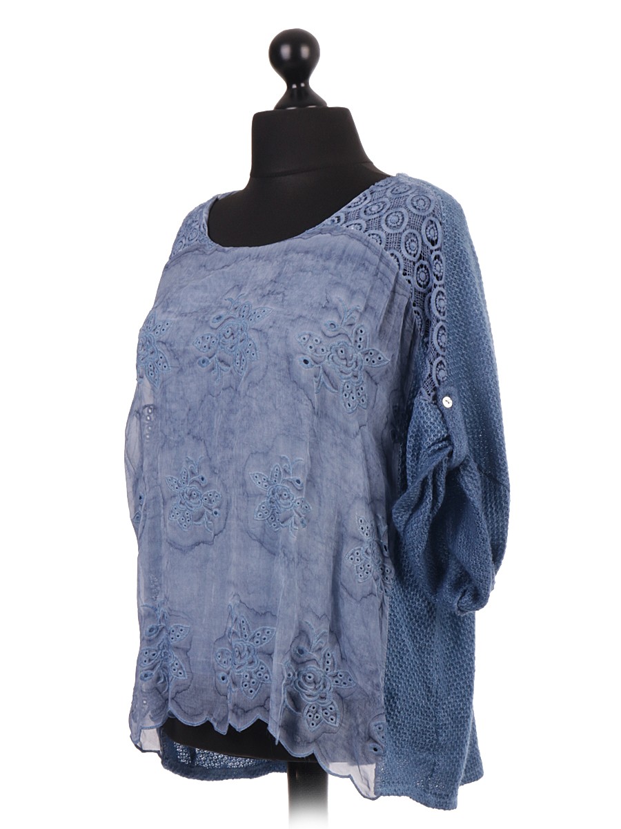 Made In Italy Clothing Wholesale Embroidered Two Layered Tunic Italian Tops